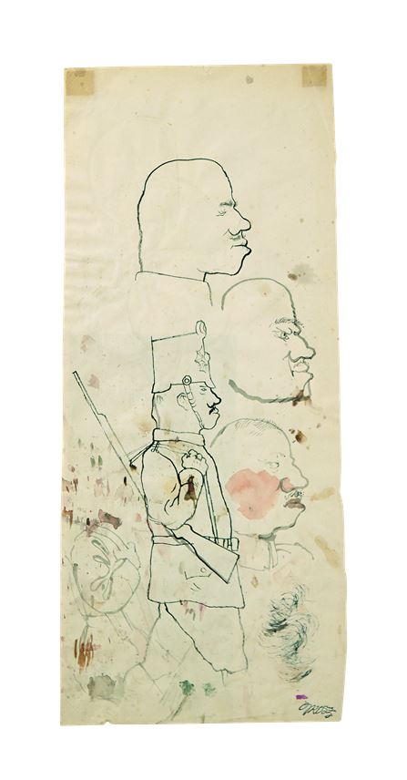 George Grosz - Study of Heads, 1920 Study of a soldier on the reverse        | MasterArt